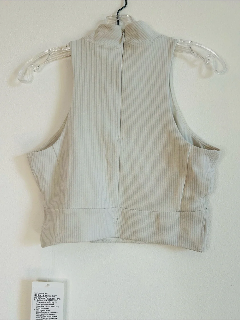 lululemon athletica White Ribbed Cropped High-Neck Tank NWT in Bone